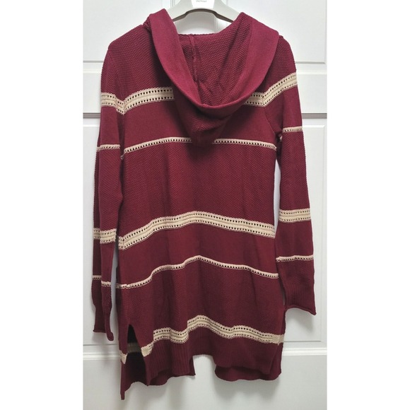 Stitch Fix Lety & Me Molly Hooded Open Front Double Pocket Cardigan - Wine - Med - Picture 4 of 4